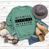 HISWILL Letters Round Neck Women Long-sleeved Loose Printed Sweatshirt