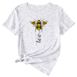 Mode Damenbekleidung Let It Bee Muster Sommer Rundhals Kurzarm Damen