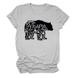 Damen-Oberteile Mama Bear Damen-T-Shirt mit lässigem Buchstaben-Print, kurzärmelig