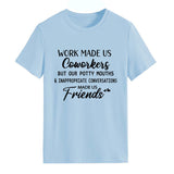 Modisches Damen-T-Shirt mit Rundhalsausschnitt und kurzen Ärmeln „WORK MADE US“