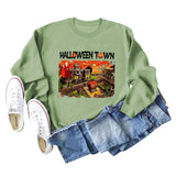 Halloween Town Letter Printed Women's Loose New Sweater Long Sleeve Shirt