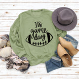 It's Game Day Letter Print Round Neck Autumn and Winter Long-sleeved Sweater