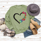Autumn and Winter Ladies Tops Heart Dog footprint Print Sweatshirt