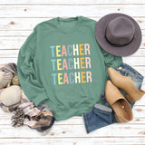 Teacher Letter Round Neck Print Base Long Sleeve Ladies Sweater