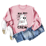 BOO BOO CREW Letter Printing Round Neck Autumn and Winter Long Sleeve Plus Size Sweater Women