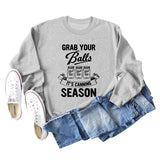 GRAB YOUR BALLS ITS Letters Loose Plus Size Long-sleeved Sweater Women
