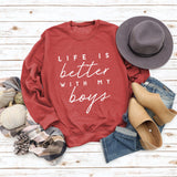 Round Neck Letter Top Women's Sweater LIKE IS Better Sweater Printing