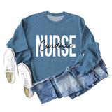 Cardiac Nurse Lettering Loose Crewneck Underneath Long-sleeved Sweatshirt