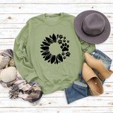 Women's Tops Sunflower Dog Print Casual Long-sleeved Sweatshirt