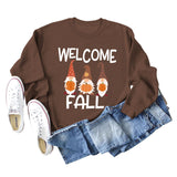 WELCOME FALL Pumpkin Halloween Alphabet Print Autumn and Winter Long Sleeved Large Size Sweater