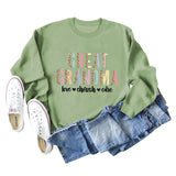 GREAT GRANDMA LOVE Women's Letter Leopard Long Sleeve Sweater Women