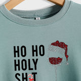 Ho Ho Holy Shit Fashion Women's Red Wine Glass Letter Long Sleeve Sweater Girl