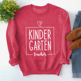 Round Neck Top Long Sleeve KINDER GARTEN Print Loose Sweatshirt