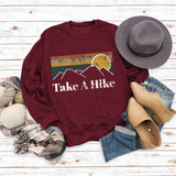 Round Neck Letter Women's T-shirt Take A Hike Print Loose Short-sleeved