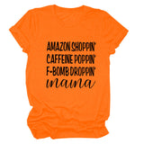 Amazon Shoppin Crewneck Letter Short Sleeve Casual T-shirt Woman T-Shirt