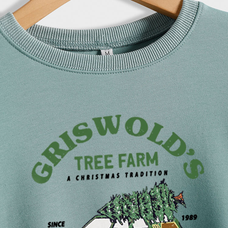 GRISWOLD'S TREE FARM Letter Christmas Loose Sweater Long Sleeve Woman