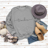 Teacher Letter Loose Bottom Casual Long-sleeved Plus-size Sweatshirt