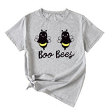 Womens Boo Bees Cute Pattern Printed Round Neck Short Sleeve T-shirt