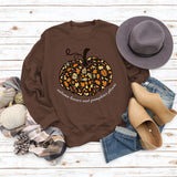 Autumn Leaves Letters Round Neck Pumpkin Halloween Long-sleeved Sweater Women