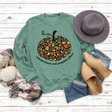 Autumn Leaves Letters Round Neck Pumpkin Halloween Long-sleeved Sweater Women