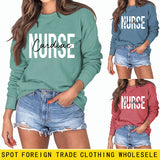 Cardiac Nurse Lettering Loose Crewneck Underneath Long-sleeved Sweatshirt
