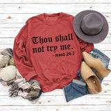 Printed Round Neck Letter Stitching Tops Long Sleeve Thou Shall Not Women's Printed Sweatshirt