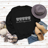 Dental Hygienist Letter Leopard Print Long Sleeve Round Neck Sweater