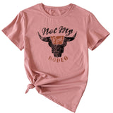 Not My Rodeo Vintage Fun Pattern T-shirt à manches courtes et col rond pour femme