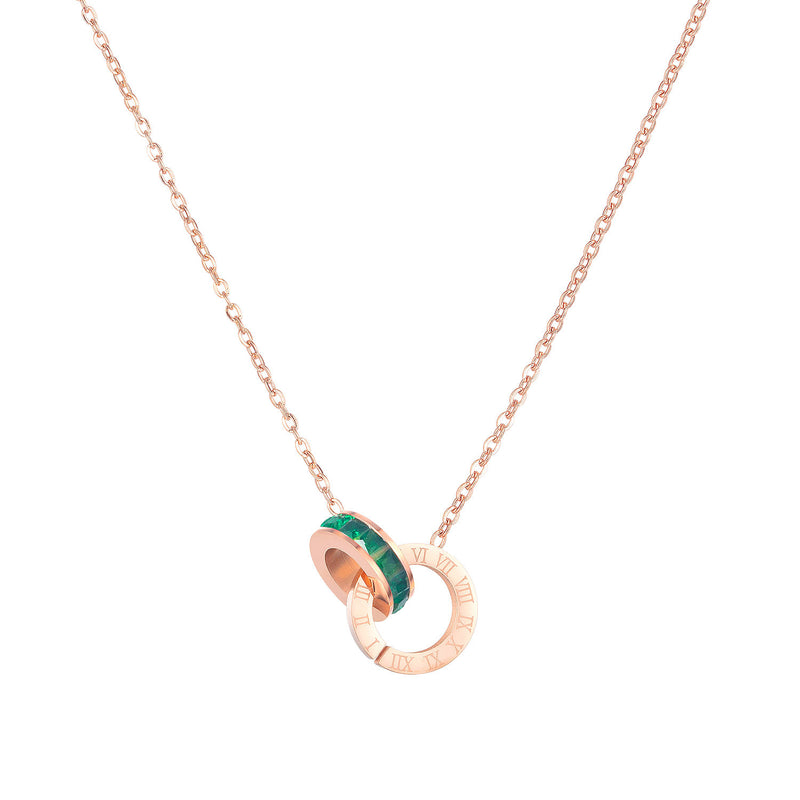 Chaîne de clavicule de Style chérie pour femmes, mode avec chiffres romains en zircone, Double anneau