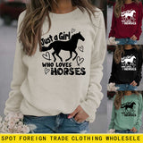 Just A Girl Who Loves Horses Letter Love Horse Long Sleeve Sweater