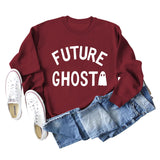 SPOT FUTURE GHOST GHOST LETTER LOOSE LONG SLEEVES PLUS SIZE SWEATSHIRT WOMAN