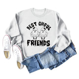 BEST GHOUL FRIENDS WOMEN'S MONOGRAM PRINT BOTTOMED CREWNECK SWEATSHIRT