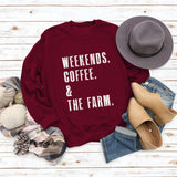 WEEKENDS COFFEE Round Neck Loose Long-sleeved Sweater Women
