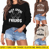 BEST GHOUL FRIENDS WOMEN'S MONOGRAM PRINT BOTTOMED CREWNECK SWEATSHIRT