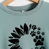 Women's Tops Sunflower Dog Print Casual Long-sleeved Sweatshirt