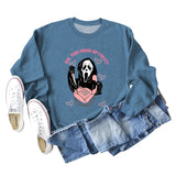 NO YOU HANG UP FIRST Heart Letter Print Women's Sweatshirt Round Neck Long Sleeve