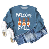 WELCOME FALL Pumpkin Halloween Alphabet Print Autumn and Winter Long Sleeved Large Size Sweater