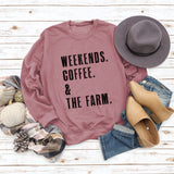 WEEKENDS COFFEE Round Neck Loose Long-sleeved Sweater Women
