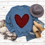Valentine's Day Women's Fall and Winter Plaid Love Print Sweater