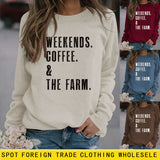 WEEKENDS COFFEE Round Neck Loose Long-sleeved Sweater Women