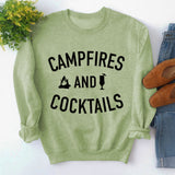 Autumn and winter new women's campfires and cocktails letter printed sweater