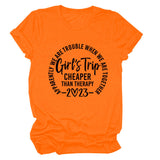 Girls' Travel Ratio Letter Round Neck Short Sleeve Loose Women's T-shirt