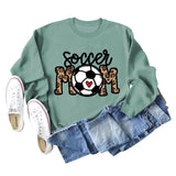 Soccer Mom Football Love Letter Leopard Crew Neck Fall/Winter Long Sleeve Sweater Women