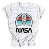 NATIONAL AERONAUTICS Summer New Letter Rocket Printing Short Sleeve T-shirt Female