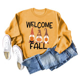 WELCOME FALL Pumpkin Halloween Alphabet Print Autumn and Winter Long Sleeved Large Size Sweater