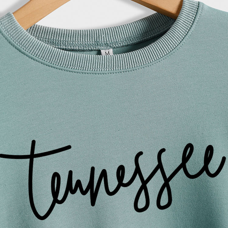 Tennessee Rundhalsausschnitt Lose Mode Große Größe Top Langarm T-Shirt Frauen Brief Pullover