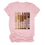 MELANIN Letter Round Neck Loose Casual Short Sleeve Ladies T-Shirt