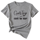 T-shirt décontracté à manches courtes et col rond pour filles, lettre Trip, 2023