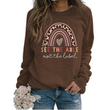 SEE THE ABLE NOT LETTER LEOPARD PRINT LOVE CREWNECK LONG SLEEVE SWEATSHIRT WOMAN