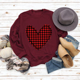 Valentine's Day Women's Fall and Winter Plaid Love Print Sweater
